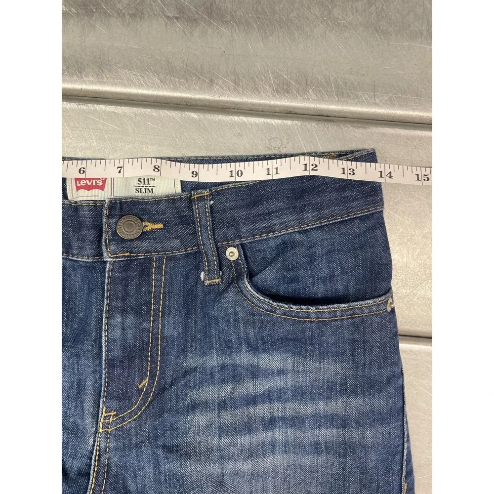 Levis 511 Jeans Womens Size‎ 14REG 27X28 Blue Dark Wash Denim Slim Straight Leg